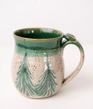 Load image into Gallery viewer, Ceramic Coffee Mug Winter Trees Pottery Mug with Thumb Rest