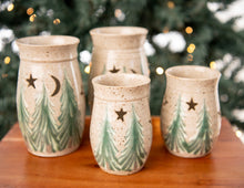 Load image into Gallery viewer, Holiday Themed Ceramic Candle Holder Votive Lantern Winter Trees