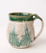 Load image into Gallery viewer, Ceramic Coffee Mug Winter Trees Pottery Mug with Thumb Rest