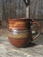 Load image into Gallery viewer, Rich brown and deep red glaze ceramic coffee mug
