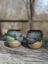 Load image into Gallery viewer, Blue and green glaze Whiskey and/or Espresso cup