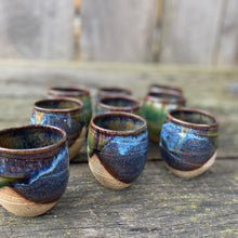 Load image into Gallery viewer, Blue and green glaze Whiskey and/or Espresso cup 
