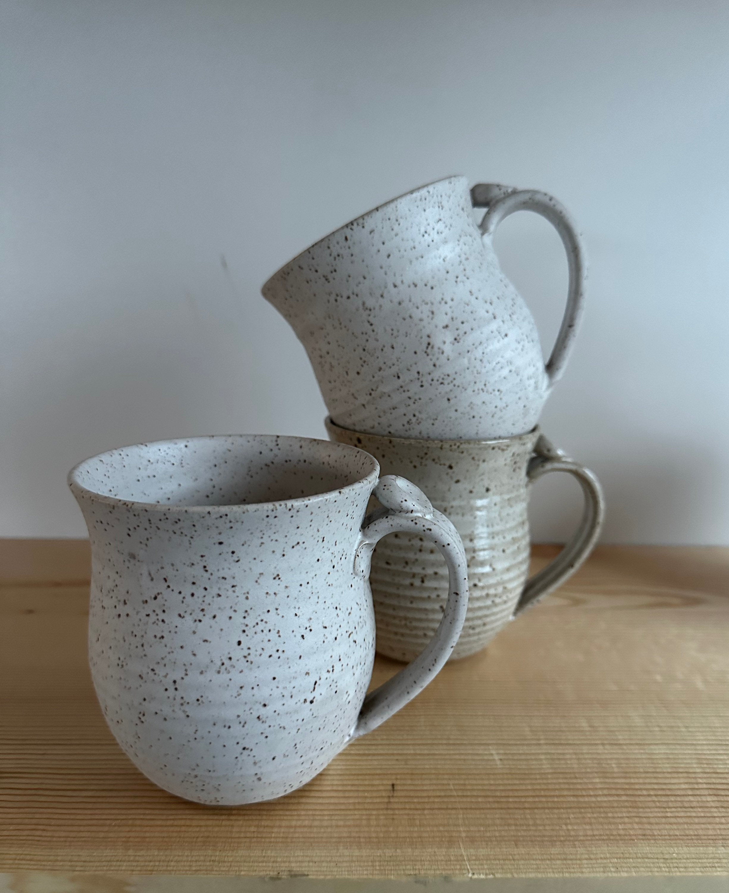 Stoneware Mug With Handle, Stoneware Coffee Mug, Pottery Mug Handmade ,  Blue Mug Speckled, Handmade Pottery Mug. 