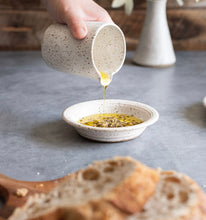 Load image into Gallery viewer, Olive oil pitcher and plate hand thrown stoneware pottery