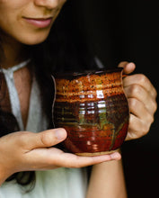 Load image into Gallery viewer, Pottery Coffee Mug 14 ounce Ceramic Coffee mug with thumb rest Earth Tones
