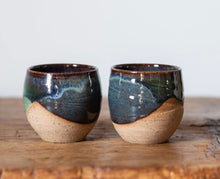 Load image into Gallery viewer, Blue and green glaze Whiskey and/or Espresso cup
