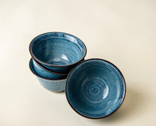 Load image into Gallery viewer, Set of 4 stackable blue Pottery Serving Bowls Functional Ceramics
