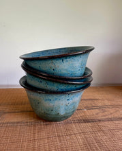 Load image into Gallery viewer, Set of 4 stackable blue Pottery Serving Bowls Functional Ceramics

