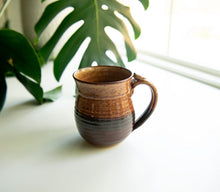 Load image into Gallery viewer, Pottery Coffee Mug 14 ounce Ceramic Coffee mug with thumb rest Earth Tones
