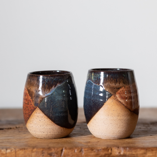 Set of 2 handthrown stoneware wine glasses