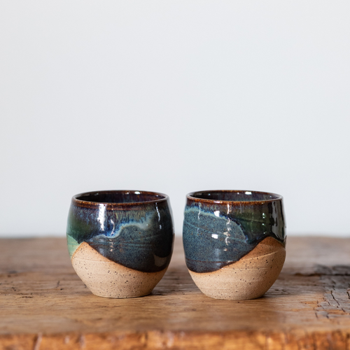 Blue and green glaze Whiskey and/or Espresso cup 