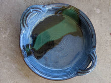 Load image into Gallery viewer, Large serving dish with handles. Food safe. Dishwasher safe. 12 inches across. Blue and green.
