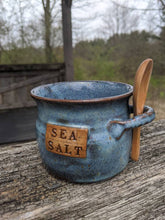 Load image into Gallery viewer, Ceramic Sea Salt Counter Pot with bamboo spoon
