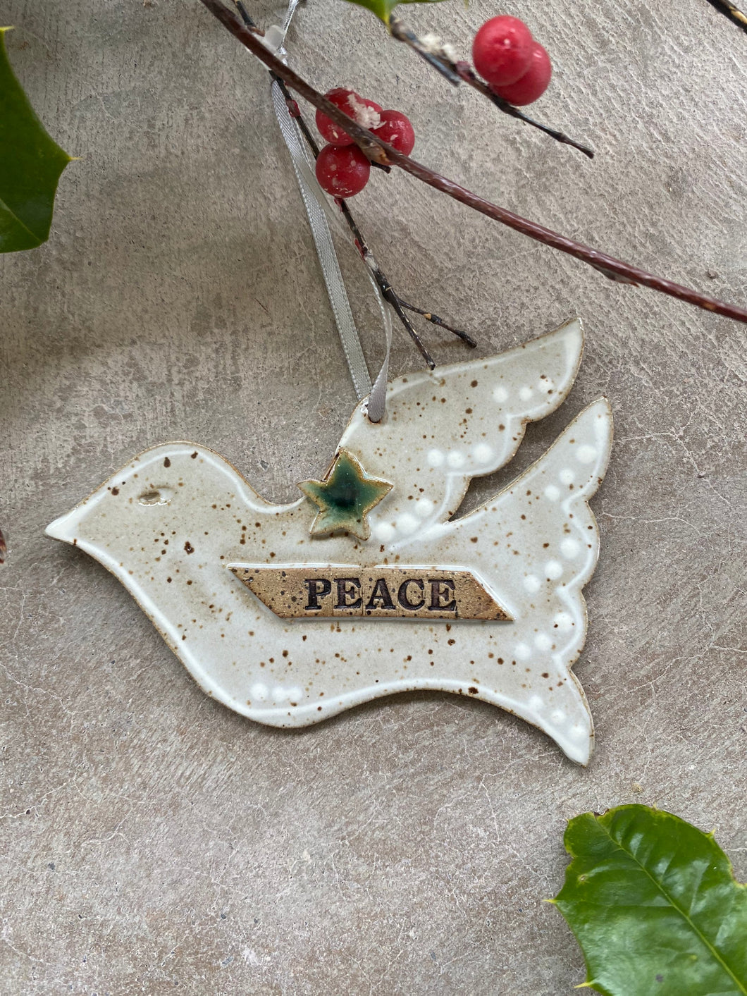 Christmas holiday Ornament: Peace Dove