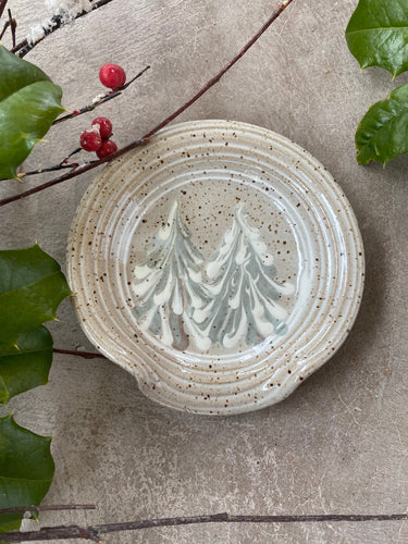 Winter Trees spoon rest spoon rest holiday pottery