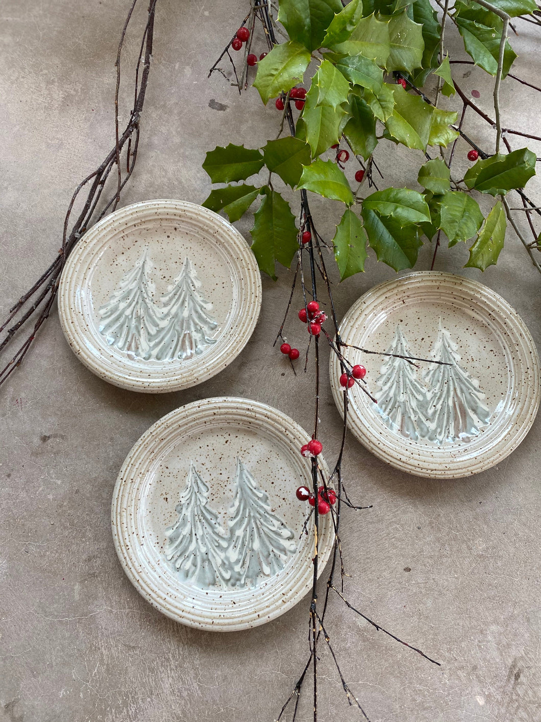 Winter Trees Clay Serving Plate 