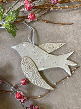 Load image into Gallery viewer, Holiday Christmas tree ornament bird peace dove pottery clay stoneware gift
