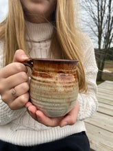 Load image into Gallery viewer, girl holding Handmade stoneware coffee mug
