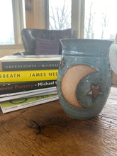 Load image into Gallery viewer, Moon and stars tall cut out Ceramic candle holder 
