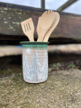 Load image into Gallery viewer, Utensil Holder Jar Winter Trees Spoons utensils pottery Clay

