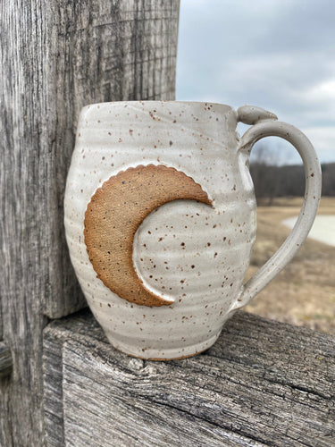 Moon mug| Beautiful speckled white glaze