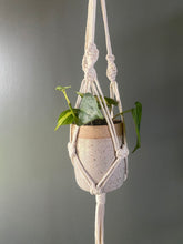 Load image into Gallery viewer, Macrame and ceramic hanging plant holder 
