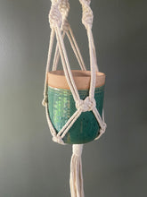 Load image into Gallery viewer, Macrame and ceramic hanging plant holder 

