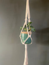 Load image into Gallery viewer, Macrame and ceramic hanging plant holder 
