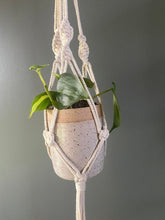 Load image into Gallery viewer, Macrame and ceramic hanging plant holder 
