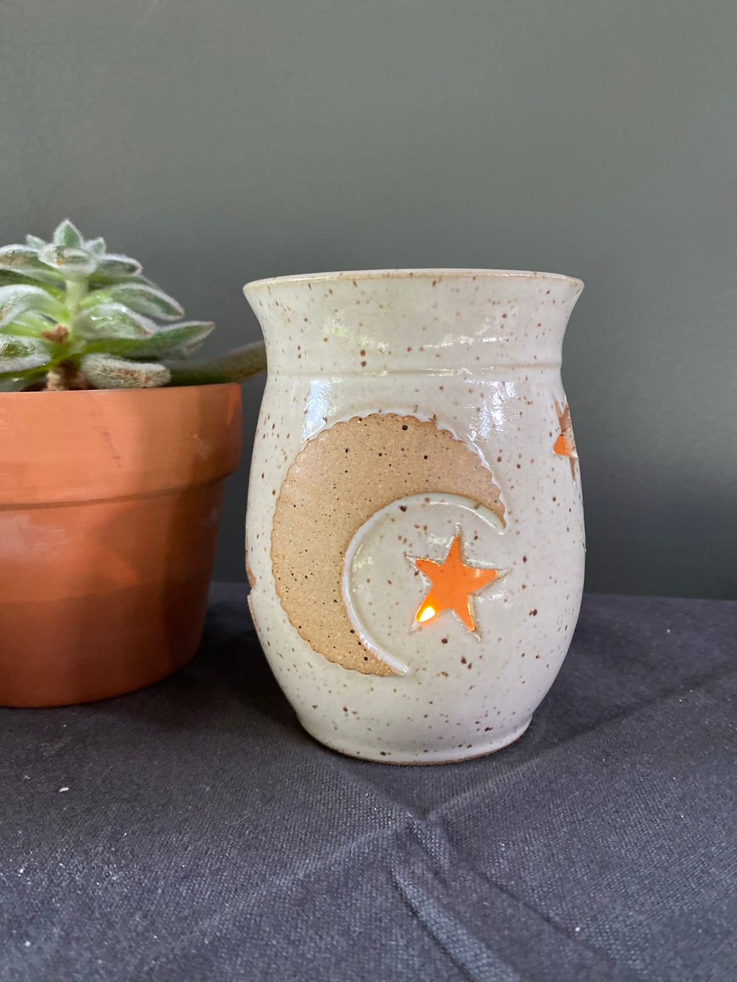 Ceramic Celestial Moon Candle Holder