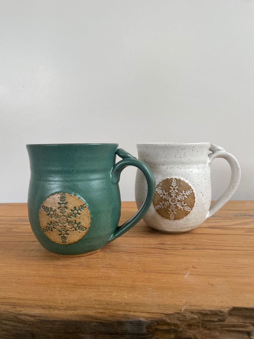 8 ounce stoneware coffee mug in speckled white MATTE glaze!! (Finally!) or green