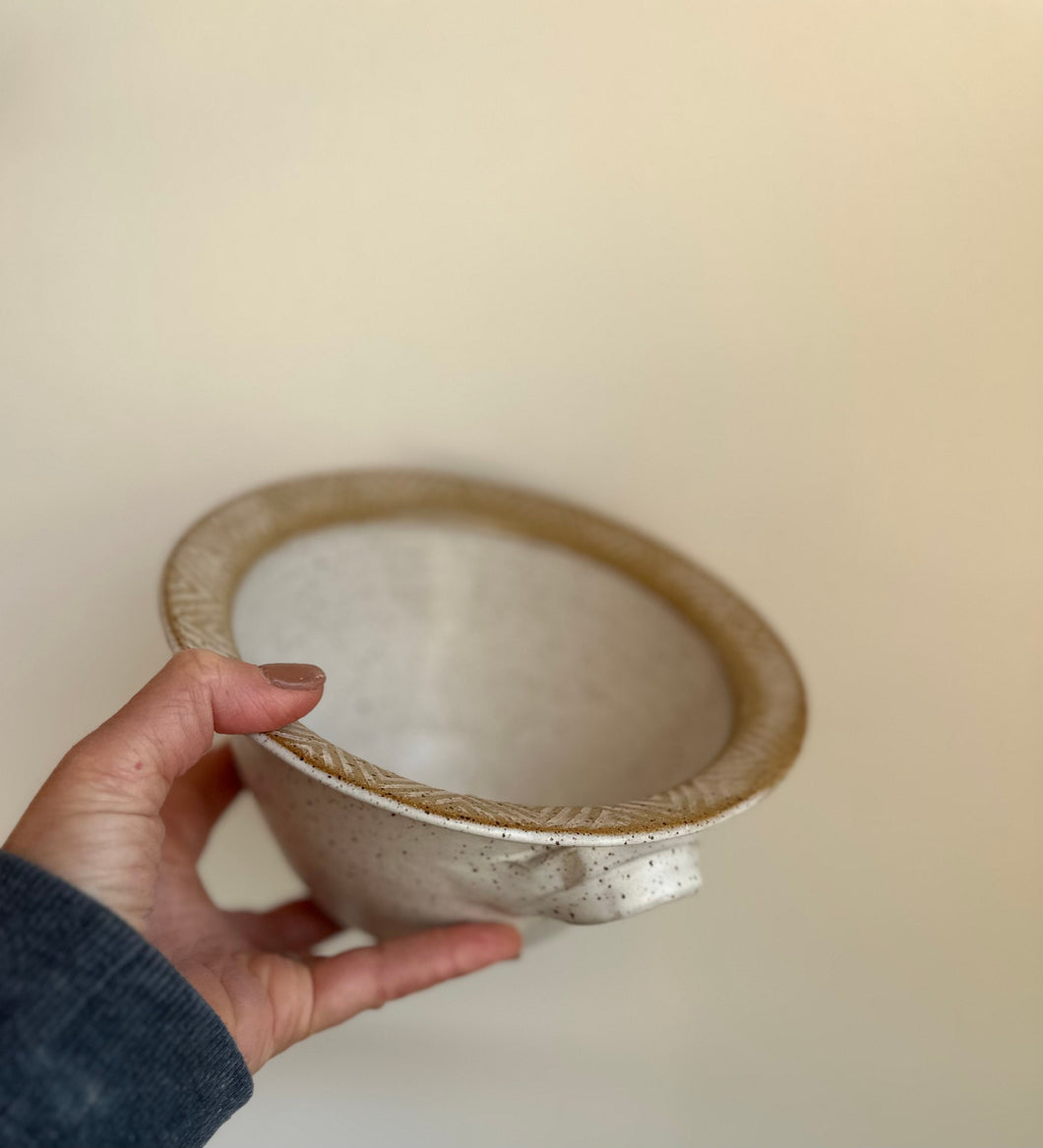 2 quart matte white stoneware mixing bowl ceramics