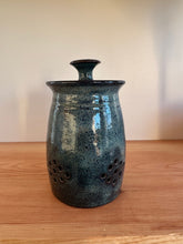 Load image into Gallery viewer, Hand thrown stoneware Garlic Jar lidded jar stoneware clay
