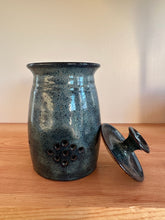 Load image into Gallery viewer, Hand thrown stoneware Garlic Jar lidded jar stoneware clay
