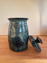 Load image into Gallery viewer, Hand thrown stoneware Garlic Jar lidded jar stoneware clay
