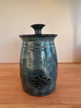 Load image into Gallery viewer, Hand thrown stoneware Garlic Jar lidded jar stoneware clay
