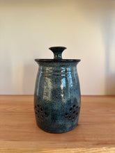 Load image into Gallery viewer, Hand thrown stoneware Garlic Jar lidded jar stoneware clay
