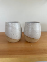 Load image into Gallery viewer, Set of 2 hand thrown stoneware wine glasses tumbler pottery in matte white
