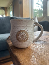 Load image into Gallery viewer, Lotus flower coffee mug cup tea yoga stoneware clay
