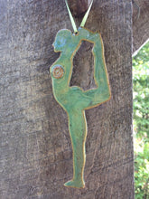 Load image into Gallery viewer, Yoga Pose Christmas Holiday Ornament, Dancers Pose, Ceramic Green Glazed
